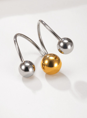 不锈钢不规则三珠开口戒