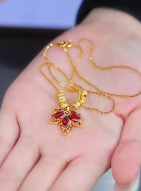 金色枫叶项链女简约锁骨链