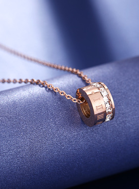 韩版新款钛钢项链女单排锆石罗马