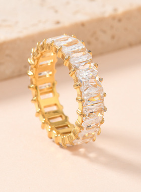 欧美热销不锈钢镶锆石戒指