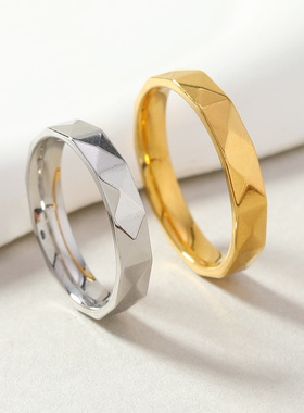跨境轻奢4mm钛钢菱形戒指