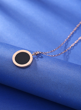 新款长款毛衣链女钛钢玫瑰金