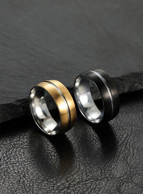 跨境爆款双色不锈钢戒指