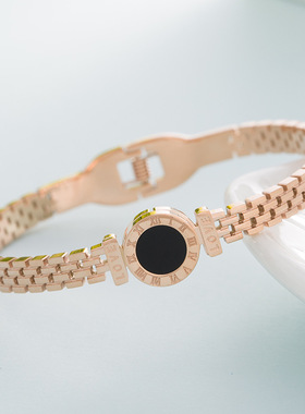 欧美风玫瑰金钛钢手镯