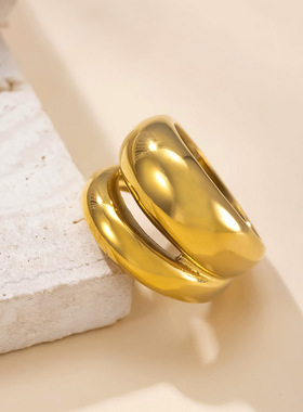 跨境专供钛钢叠戴戒指