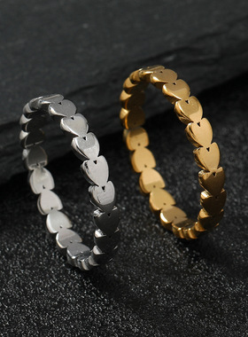 跨境时尚钛钢爱心情侣对戒