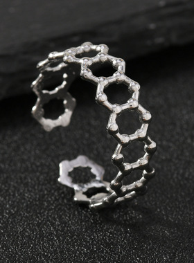 男士不锈钢可调节几何戒指