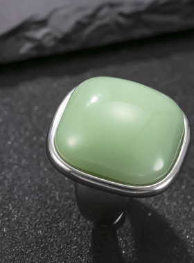 跨境新品不锈钢天然石复古指环