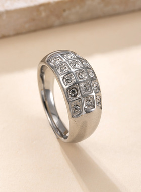 欧美不锈钢镶钻钛钢戒指