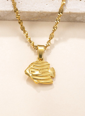 海豚海星不锈钢镀金吊坠