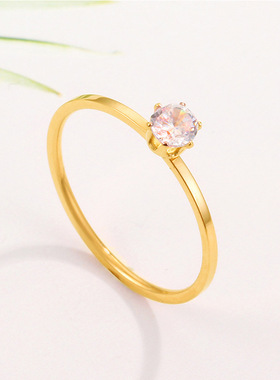 韩版六爪单钻极细尾戒