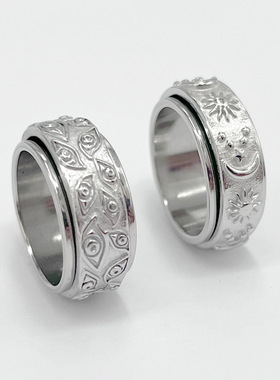 跨境热销恶魔之眼可转钛钢戒指