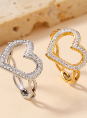 跨境轻奢爱心钛钢戒指