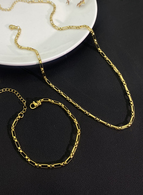 钛钢长方形素款项链手链