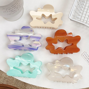 法式 镂空云朵抓夹炫彩仿醋酸发夹后脑勺大号鲨鱼夹复古气质发饰品