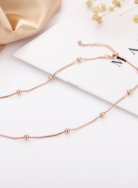个性简约玫瑰金定位珠锁骨链新款