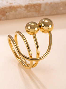 亚马逊跨境钛钢嘻哈镀金戒指