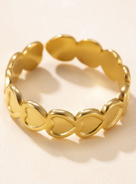 不锈钢油压爱心开口戒指