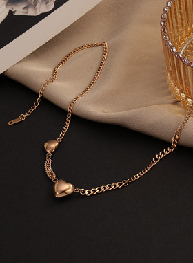 韩版立体光面爱心项链女士时尚