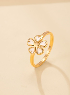 爆款不锈钢彩色油滴花朵戒指