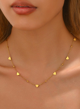 欧美新款精致爱心项链钛钢锁骨链