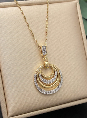 铜镶锆石双环项链6232