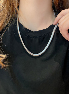 宽版蛇骨链项链冷淡风钛钢锁骨链