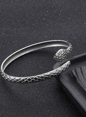 跨境钛钢蛇形羽毛手镯