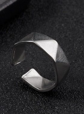 钛钢菱形可调戒指2042