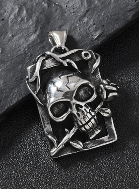 骷髅头不锈钢嘻哈项链