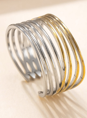 跨境热销钛钢镀18K金戒指