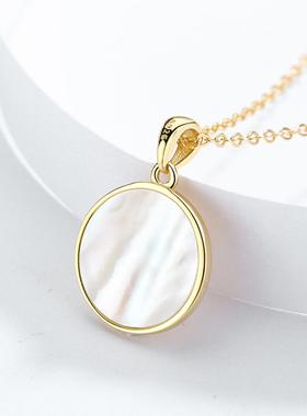 天使项链贝壳浮雕复古风硬币贝母