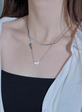双层爱心项链女款0115