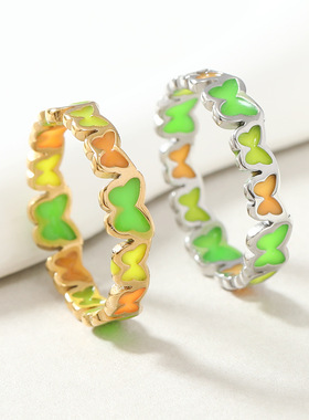 钛钢夜光蝴蝶戒指5150