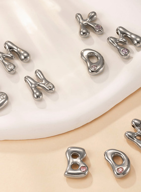 不锈钢26字母彩钻项链配件