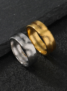 欧美跨境不锈钢镂空情侣戒指