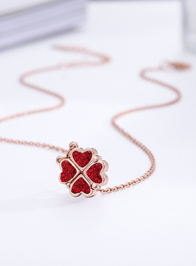 黑红双色爱心锁骨链可一款多带饰