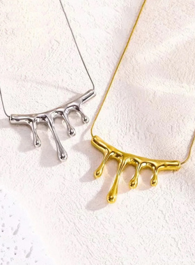 钛钢水滴项链女轻奢44