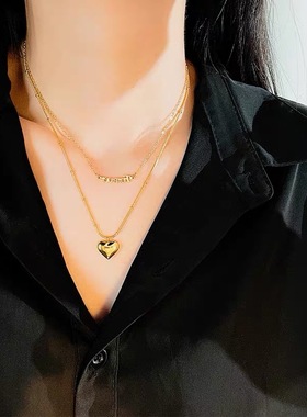 新款双层爱心锁骨链63