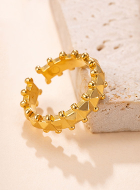 跨境热销钛钢菱形开口戒指