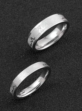 时尚不锈钢心电图情侣对戒