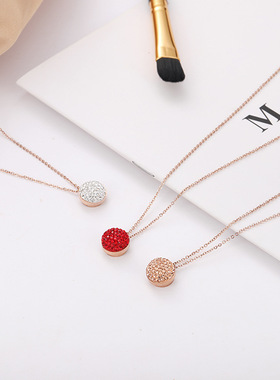 新款钛钢玫瑰金旋转项链