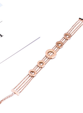 欧美时尚简约链条罗马文字圆形手