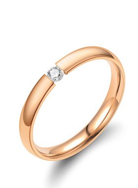 韩版简约微镶锆石钛钢戒指