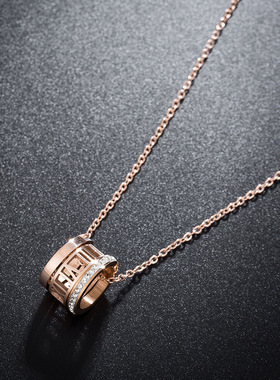 欧美风玫瑰金三环锁骨链