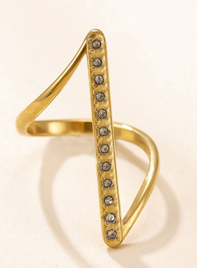 跨境新款不锈钢微镶钻戒指