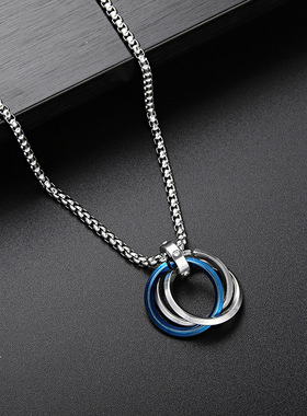 欧美热销不锈钢三环项链