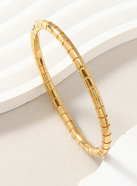 欧美跨境竹节钛钢手镯