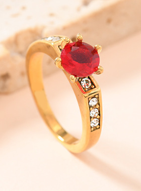 欧美复古轻奢镶钻情侣戒指