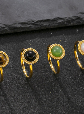 跨境爆款复古钛钢情侣对戒